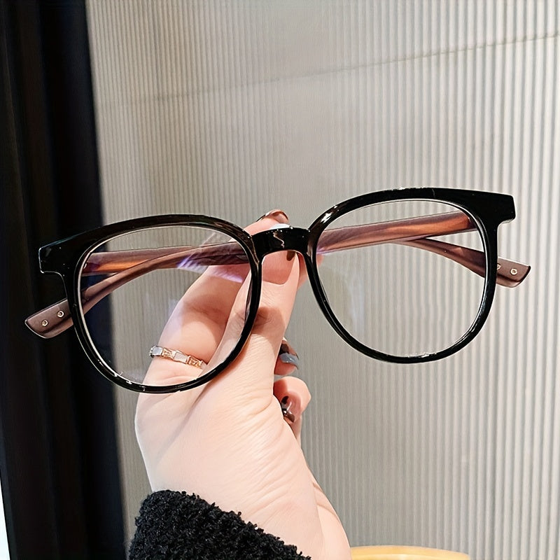 Square Anti Light Glasses for Women Men Wooden Temple Glasses