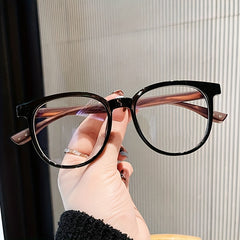 Square Anti Light Glasses for Women Men Wooden Temple Glasses
