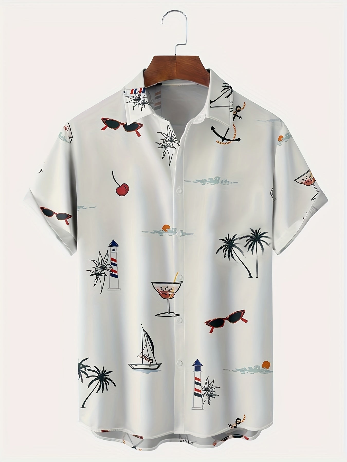 Floral Print Casual Short Sleeve Hawaiian Shirt for Men