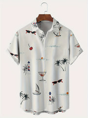 Floral Print Casual Short Sleeve Hawaiian Shirt for Men