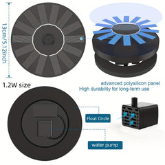 5W Solar Fountain Pump with 6 Nozzles for Bird Baths Ponds Gardens Fish Tanks