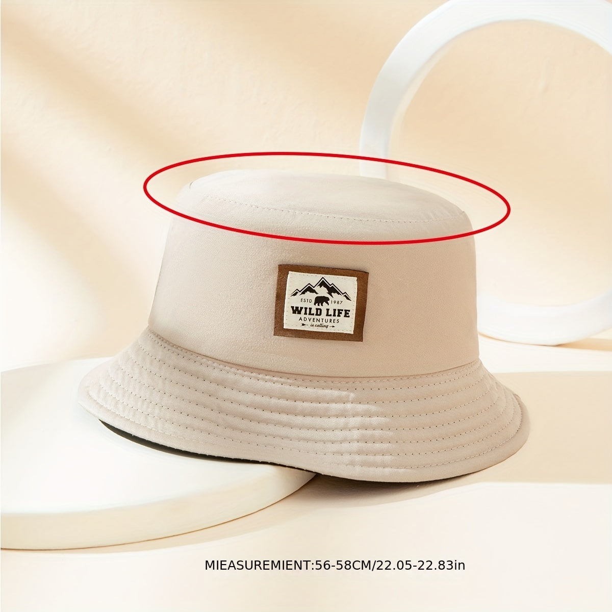 Wild Life Label Bucket Hat Solid Cotton Sunshade Basin Hat Casual Fisherman Cap
