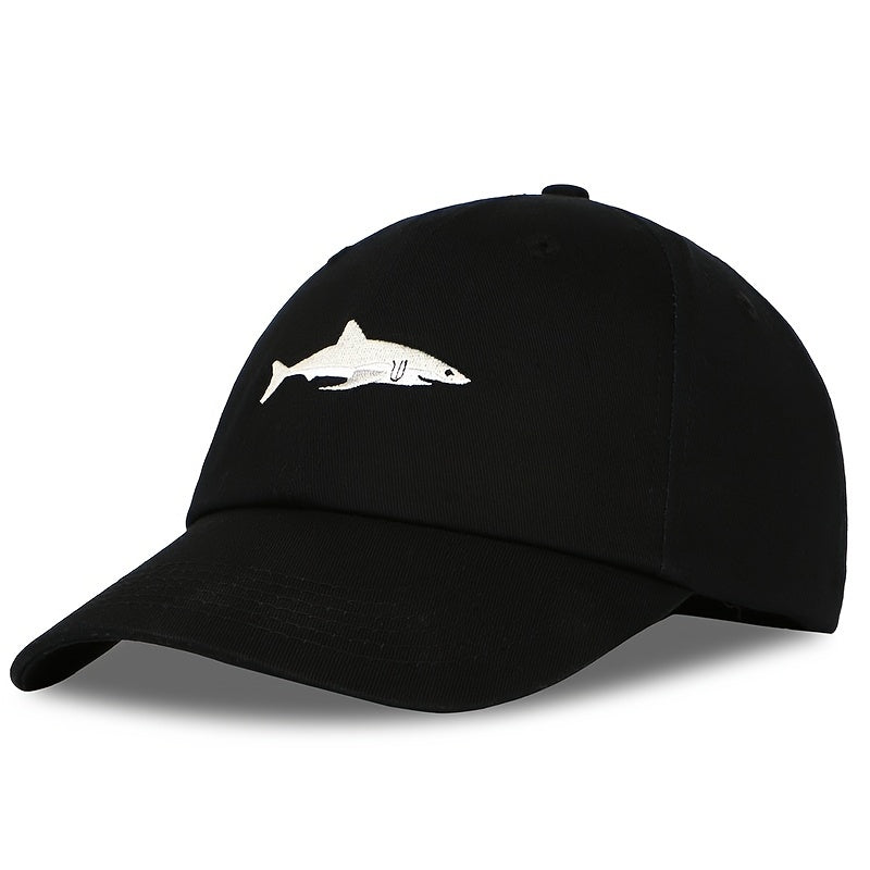 Washed Cotton Shark Snapback Baseball Cap Dad Hat