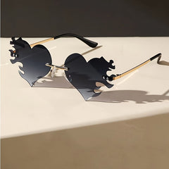 Heart Flame Sunglasses Women Rimless Party Glasses
