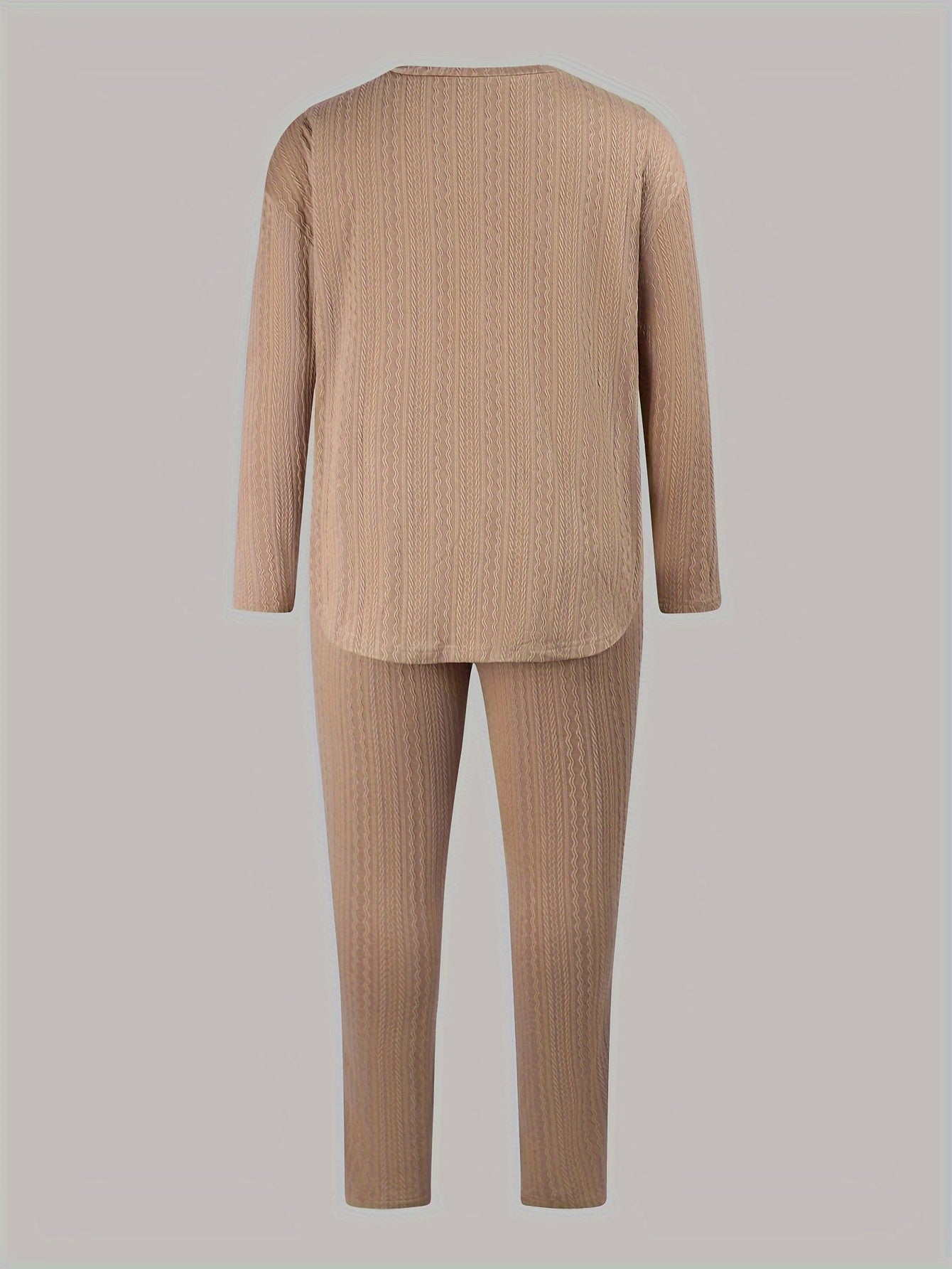  Solid Jacquard Top & Pants 2 Piece Set