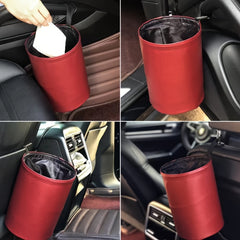 5L Car Trash Can Hanging Bucket PU Leather Waterproof Storage Bin
