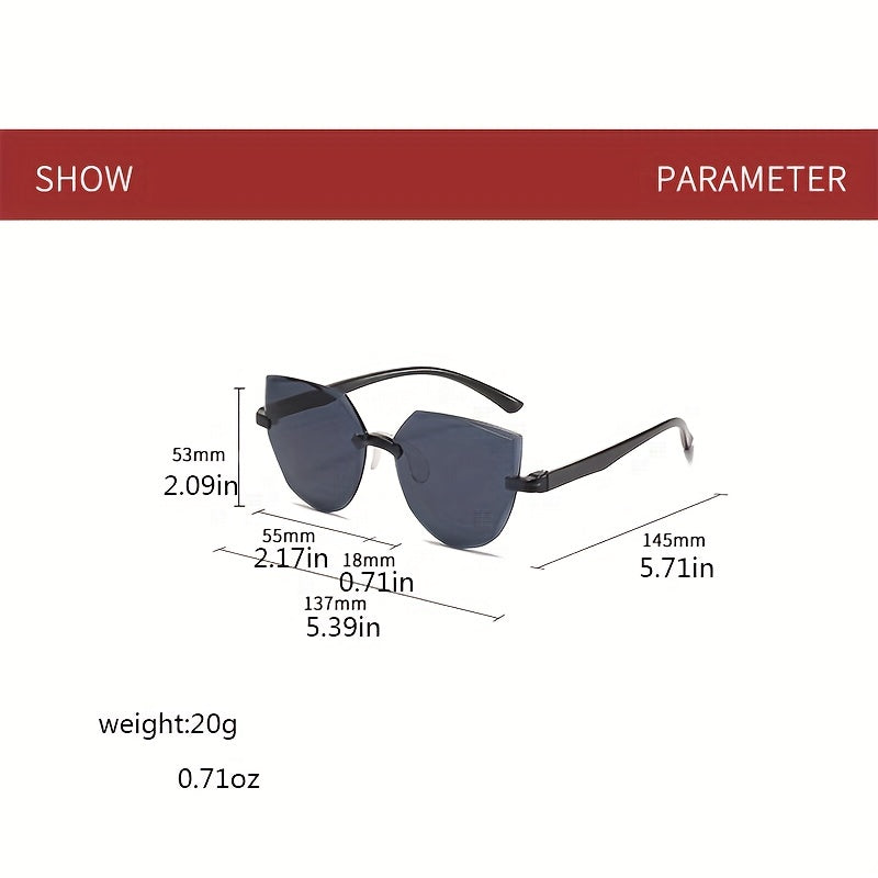 Rimless Cat Eye Sunglasses UV400