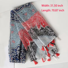 Vintage Paisley Print Scarf Block Breathable Tassel Shawl 31 50'