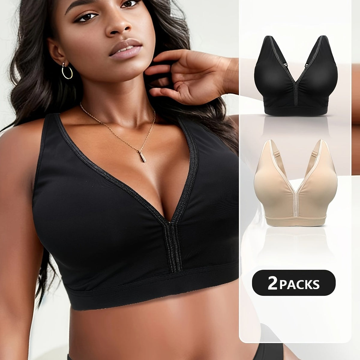  Seamless V Neck Sports Bra Breathable Medium Stretch
