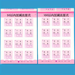 Math Exercise Book & Arithmetic Cards for Addition/Subtraction Within 10-100