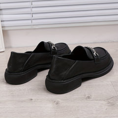 Women's Chain Decor Loafers Thick Sole Slip On Casual & Preppy Shoes