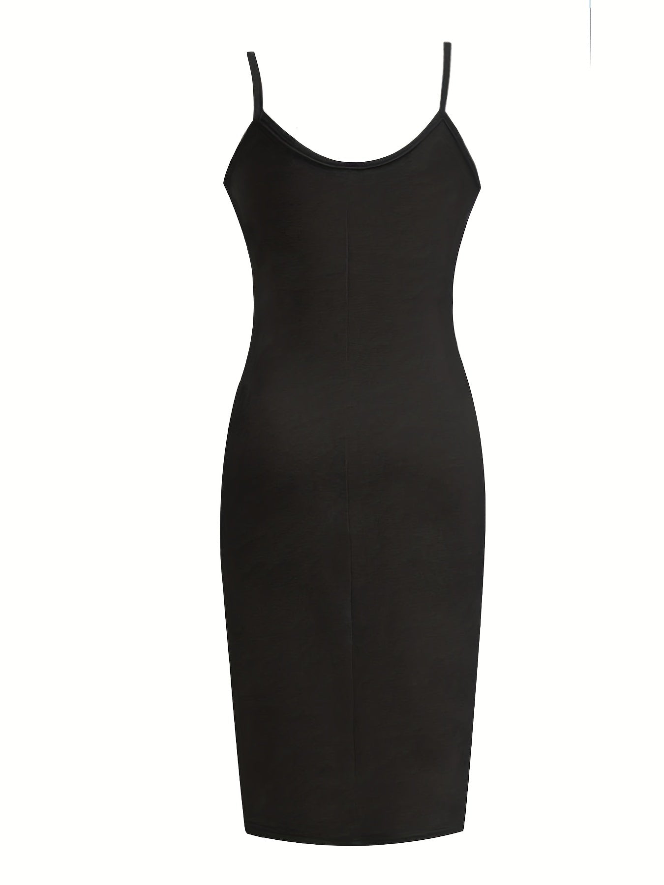  Casual Cami Dress Women's Plus Plain Backless Round Neck High Stretch