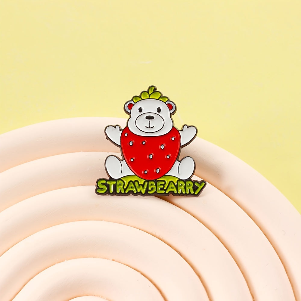 Strawberry Bear Brooch Funny Anime Pin Clothing Decoration