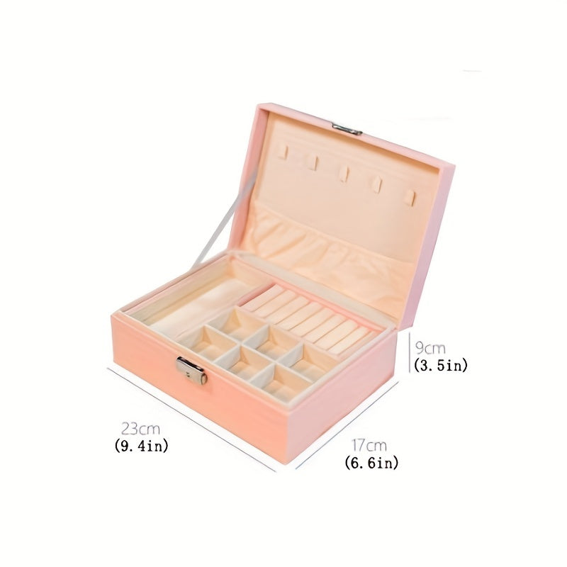 Double Layer Large Capacity PU Jewelry Box Portable Leather Jewelry Storage Box