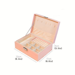Double Layer Large Capacity PU Jewelry Box Portable Leather Jewelry Storage Box