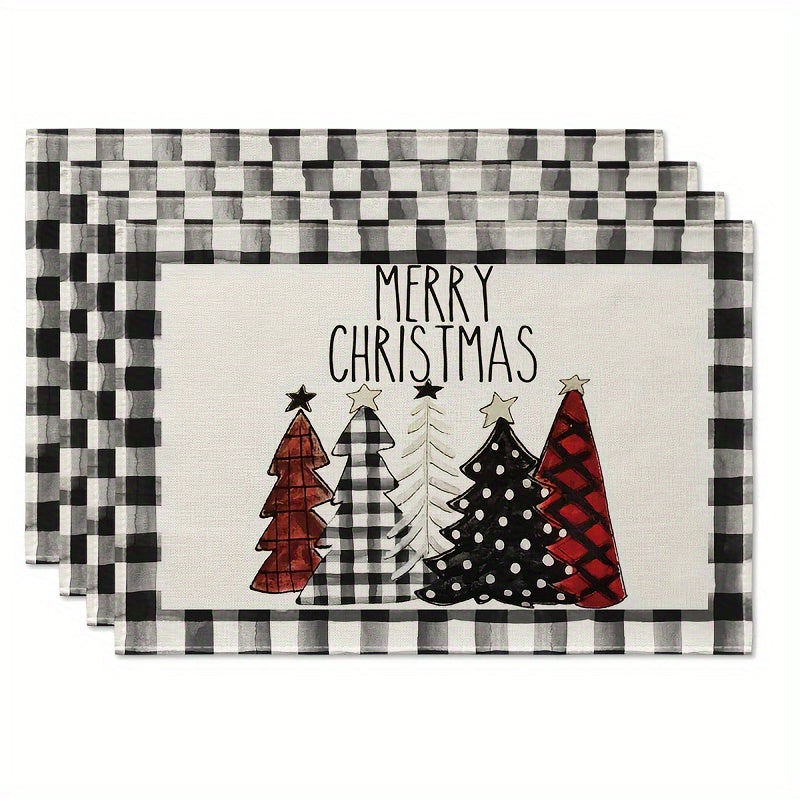 4pcs Red Snowman Let It Snow Winter Placemat Set
