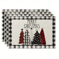 4pcs Red Snowman Let It Snow Winter Placemat Set