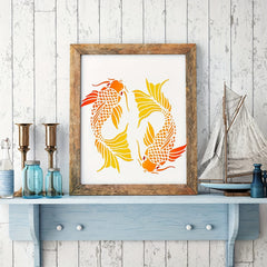 Koi Fish Stencil Template 29.97x29 Plastic - Painting Stencils For Wood Floo