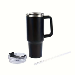 Stainless Steel Water Cup With Handle And Straw 40oz