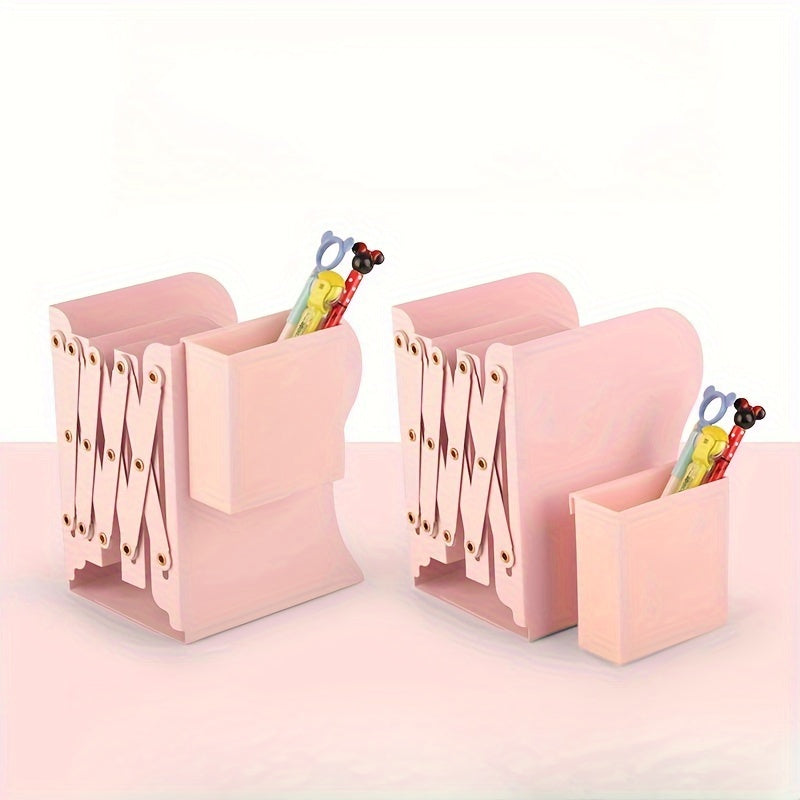 Desktop Retractable Pen Holder Book Stand Storage Rack