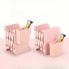 Desktop Retractable Pen Holder Book Stand Storage Rack