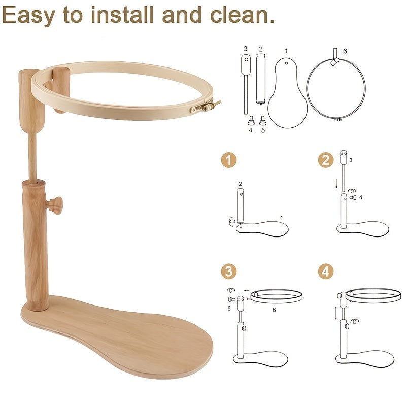 Adjustable Embroidery Hoop Stand Cross Stitch Holder Lap Frame Needlepoint Stand