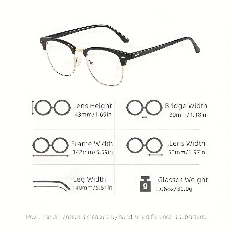 Square Clear Lens Glasses Rivet Decor Eyewear Minimalist Anti Light Glasses