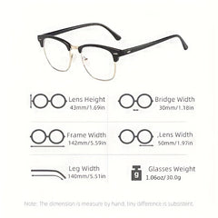 Square Clear Lens Glasses Rivet Decor Eyewear Minimalist Anti Light Glasses