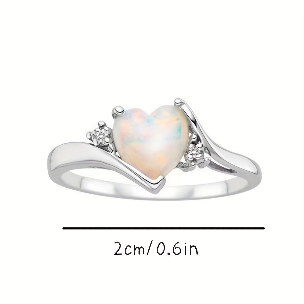 Moonstone Heart Rhinestone Ring Gift For Men And Women