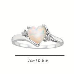 Moonstone Heart Rhinestone Ring Gift For Men And Women