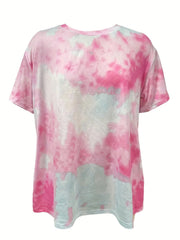  Tie Dye Round Neck Top & Shorts Two Piece Set