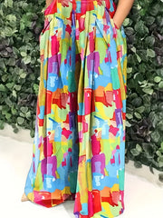 Women's Plus High Rise Wide Leg Pants With Pockets