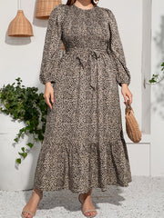  Ditsy Floral Print Lantern Sleeve Maxi Dress