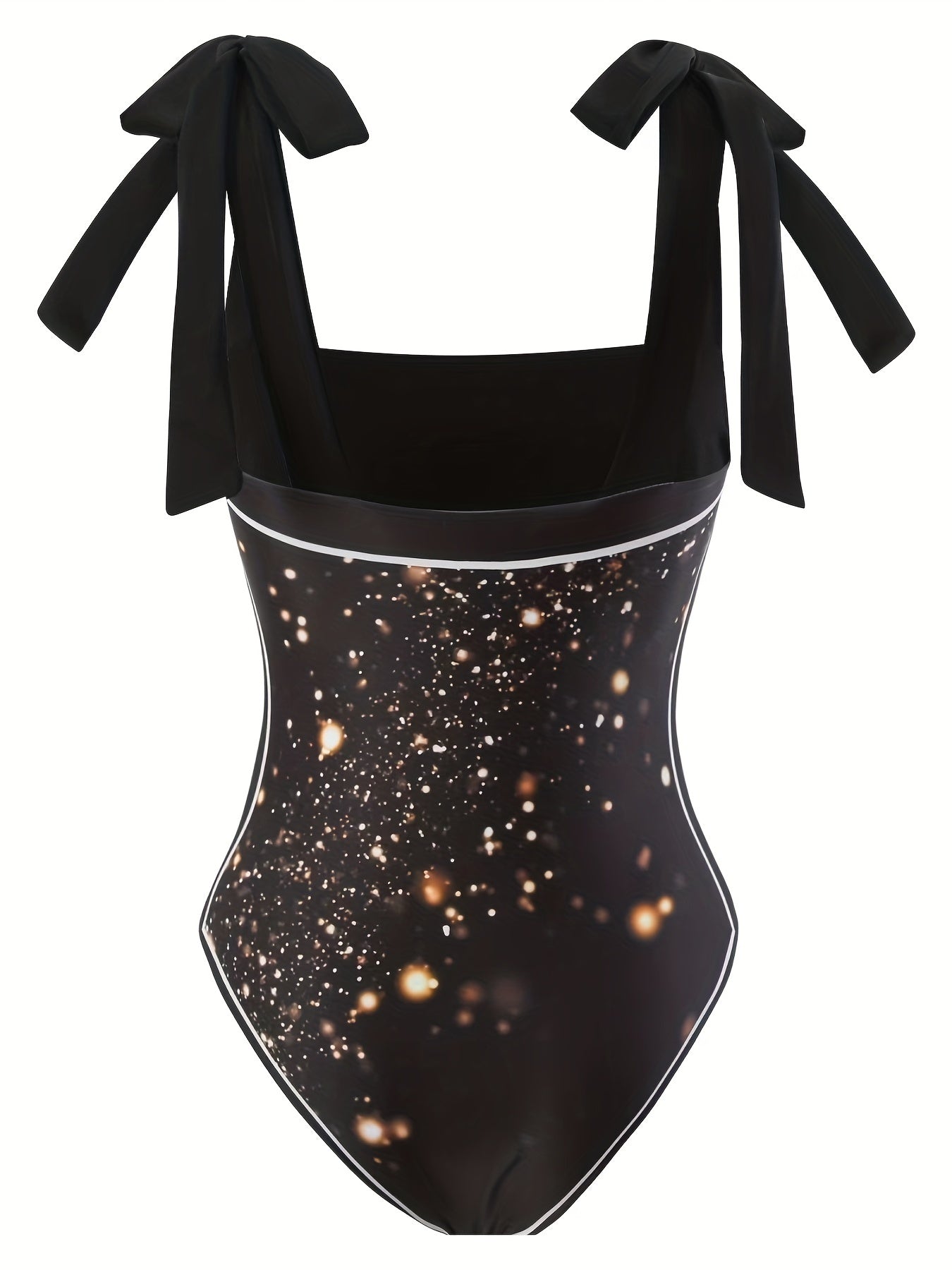 Glitter Star Print One Piece Bathing Suit & Sarong Cover Up Set