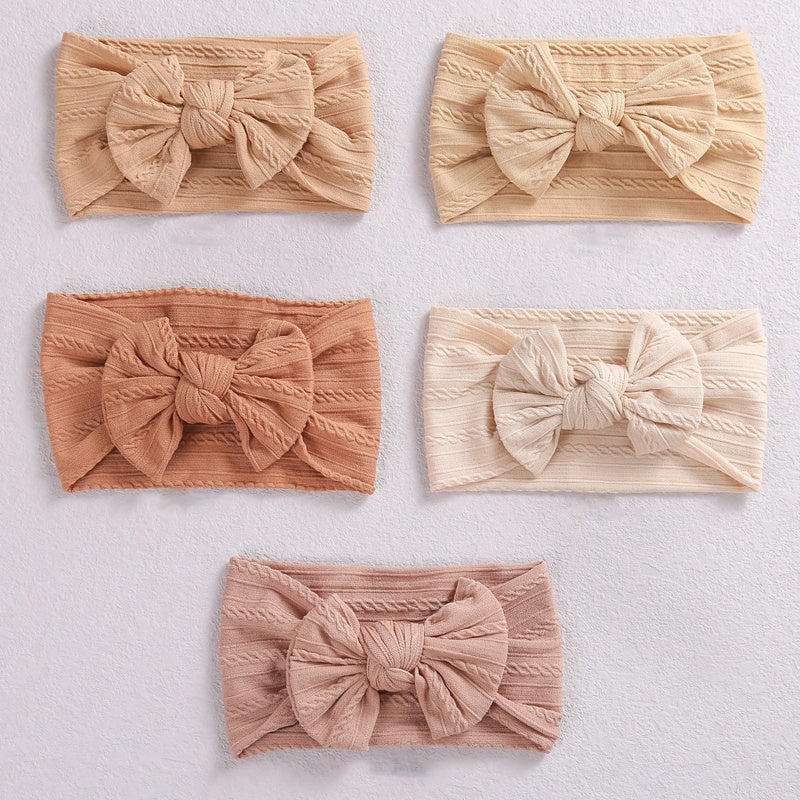 5pcs Nylon Baby Soft Bow Headband