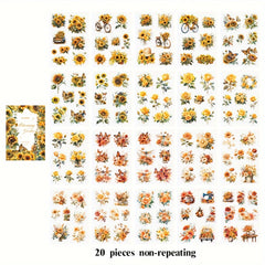 20pcs Simulation Pet & Plant Journal Stickers
