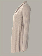  Solid Cable Long Sleeve Open Front Cardigan