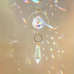 Crystal Sun Catcher Wind Chime Metal Pendant Home Decoration Car Hanging
