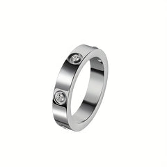 4mm Faux Diamond Ring Titanium Steel Couple Rings