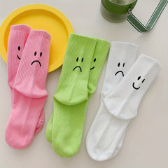 8 Pairs Funny Expression Print Women's Mid Tube Socks Stockings