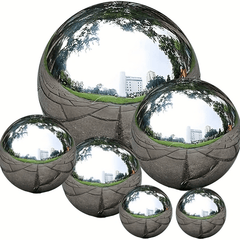 6pcs Stainless Steel Hollow Gazing Ball Silvery Mirror Polished Sphere
