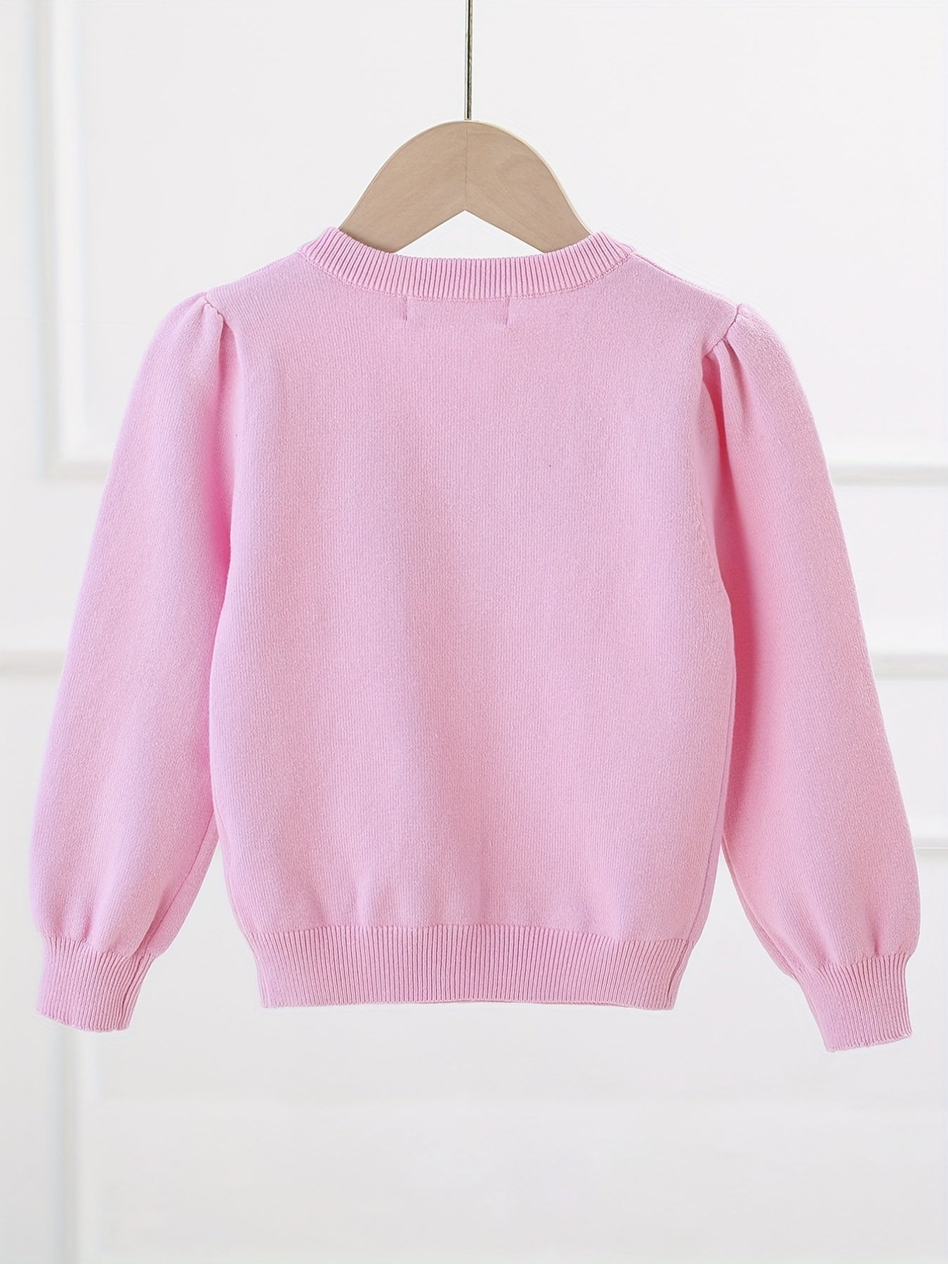 Girls' Floral Embroidered Knit Sweater Cardigan