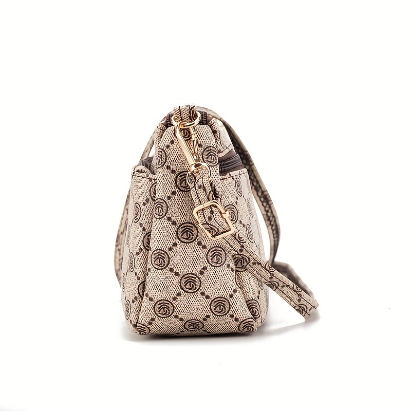 Vintage Pattern Crossbody Wallet PU Leather Textured Bag