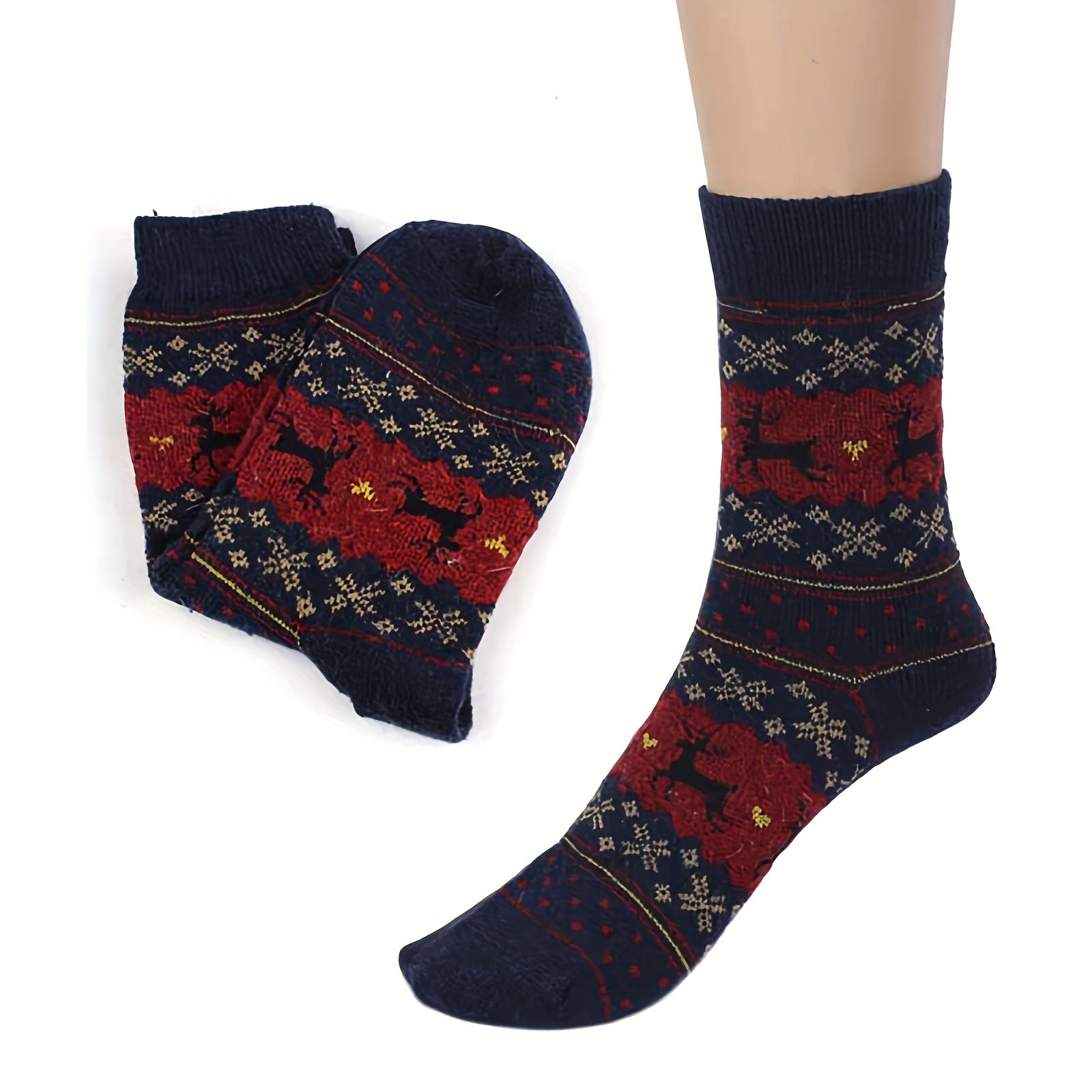 5 Pairs Wool Socks For Women Men Warm Crew Hiking Boot Socks