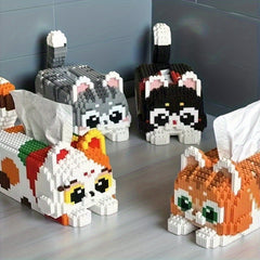 Colorful Pixel Building Block Tissue Box Durable PP Storage