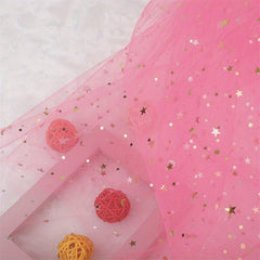 Glitter Star Mesh Fabric, Festive Gift Doll Skirt, 1/3/5 Yards Wide Sheer Fabric