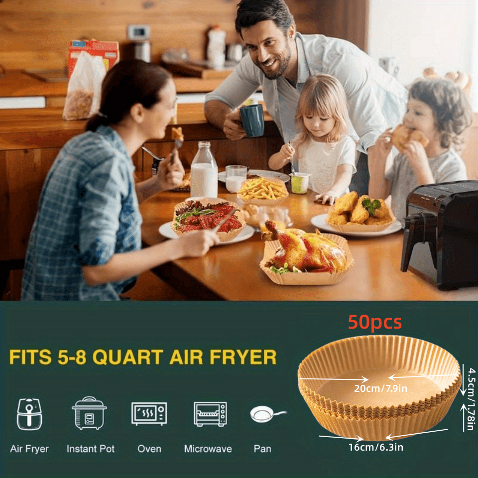 50-100 Disposable Air Fryer Liners 16x20cm Paper Liner Pots Baking Trays Oven