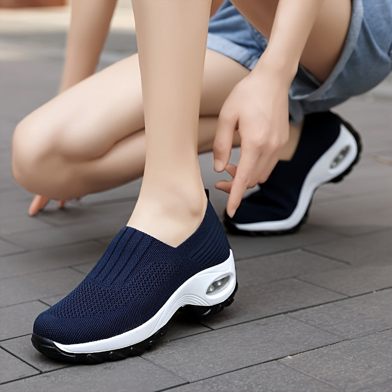 Women's Air Cushion Platform Walking Shoes Slip on Sneakers