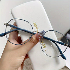 Clear Lens Eyeglasses Round Frame Thin Metal Temple Minimalist Eyewear