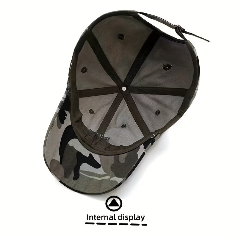 Camouflage Cotton Adjustable Mens Peaked Cap With U S Embroiderey